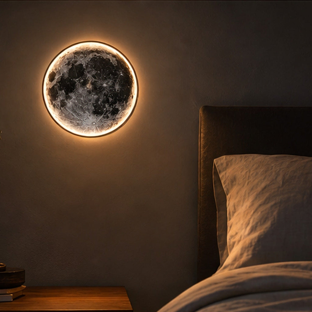 LED-Wandleuchte Mondform – leuchtend